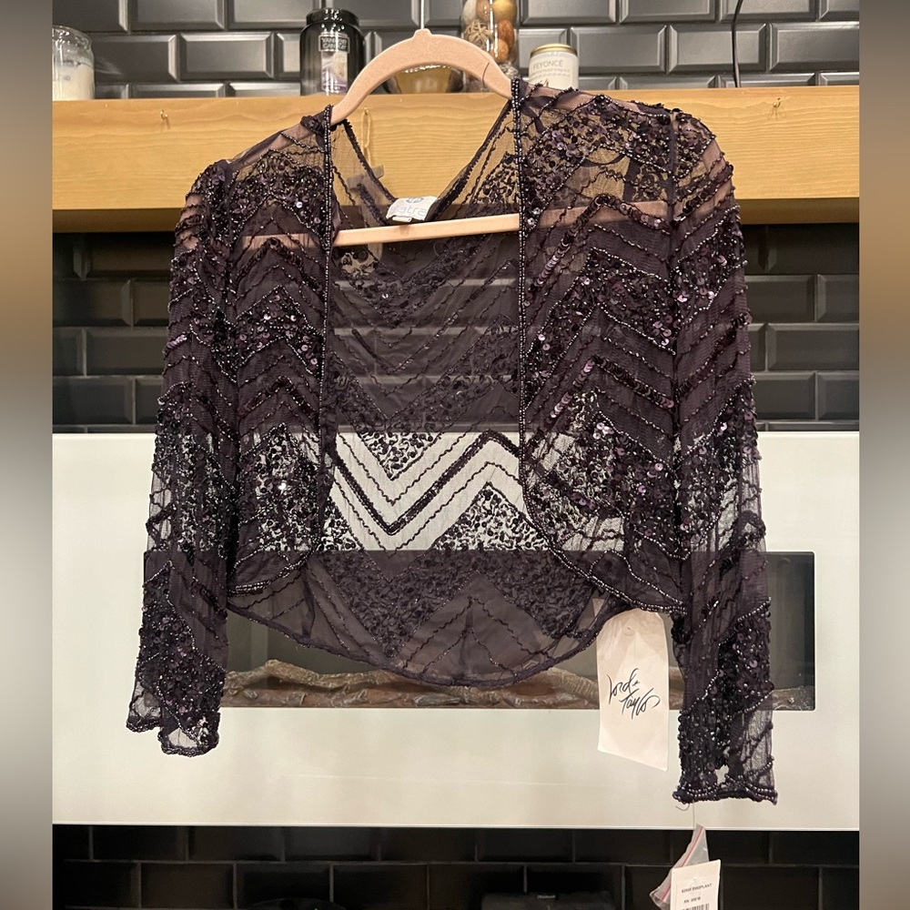 NWT Patra Purple Beaded Jacket Only Formal Petite Size 10 Retail $219